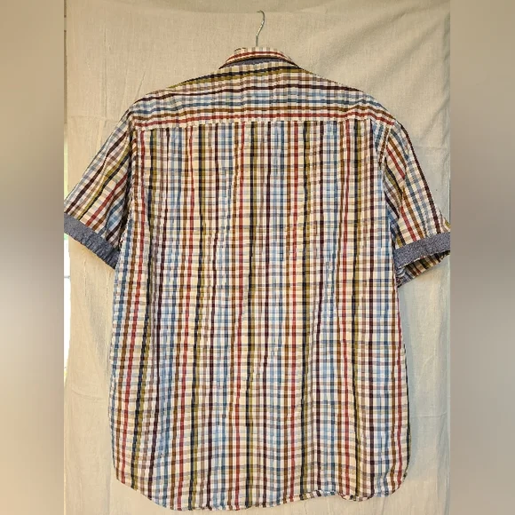 Checker Button Up Collared T-Shirt - Picture 2 of 5